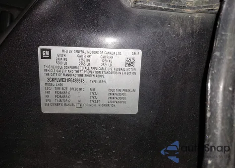 2015 GMC Terrain Sle-2 from USA, damaged, VIN 2GKFLWE31F6435573